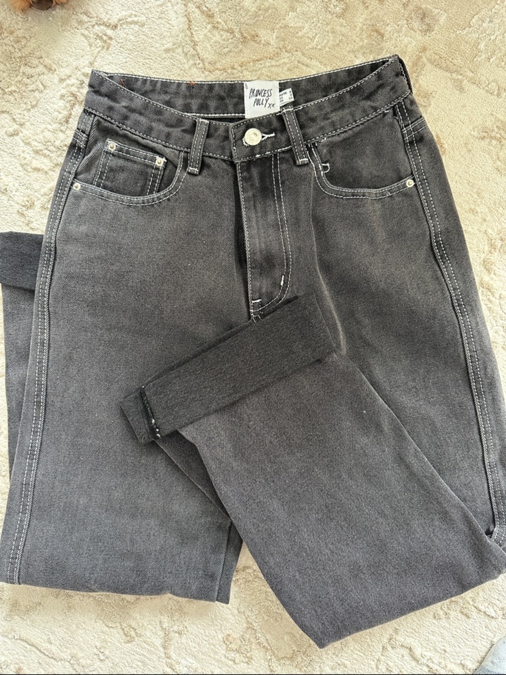 Princess Polly Washed Black Straight Leg Jeans